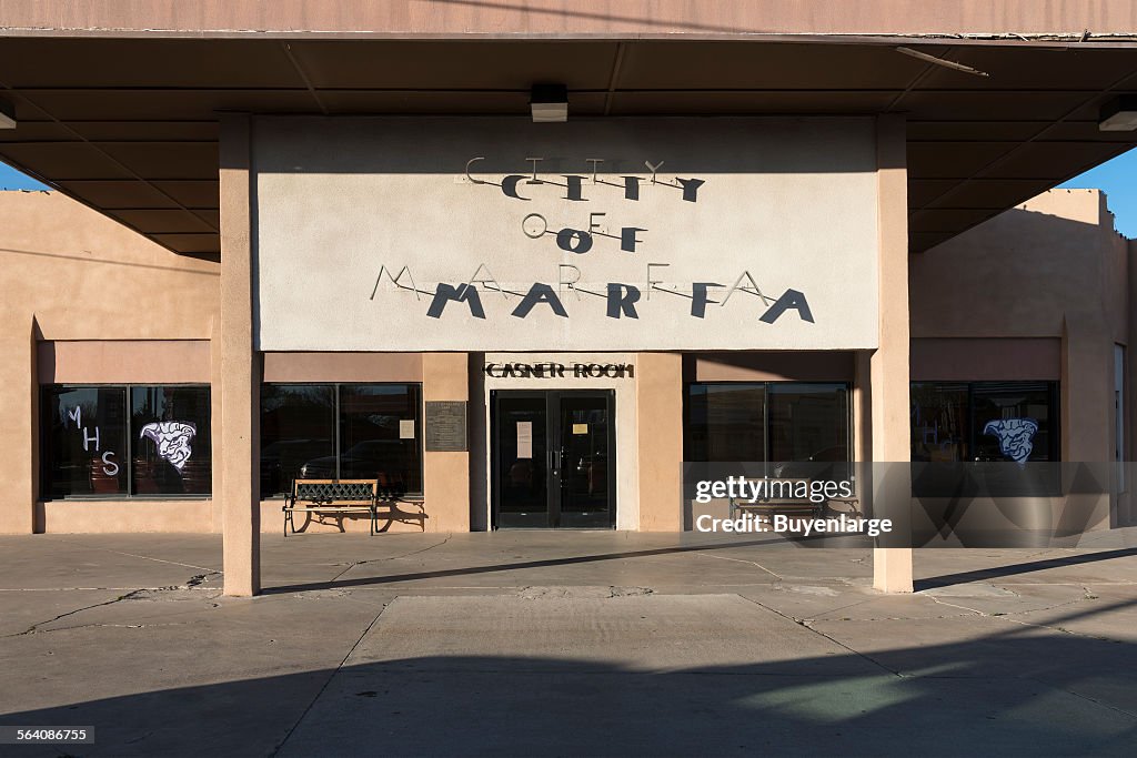 City hall in Marfa, a surprising city in Presidio County, Texas