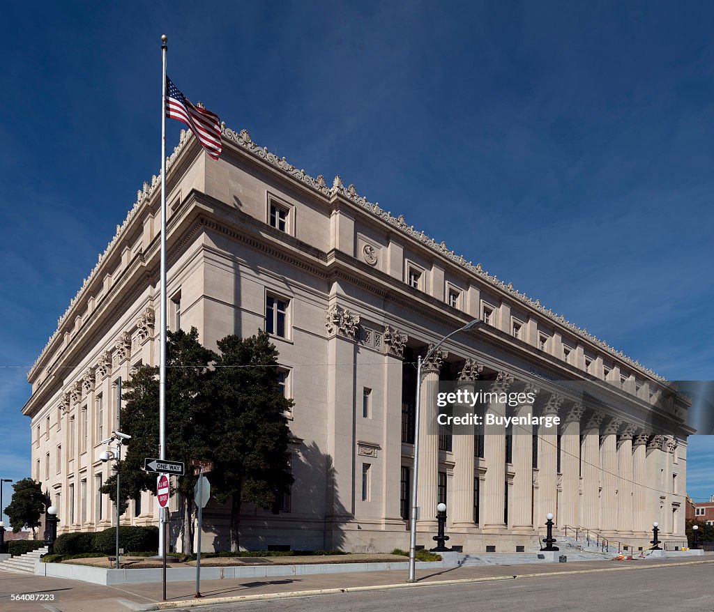 Exterior of the Ed Edmondson Courthouse, also known as the U.S. Post Office and Courthouse, occupies