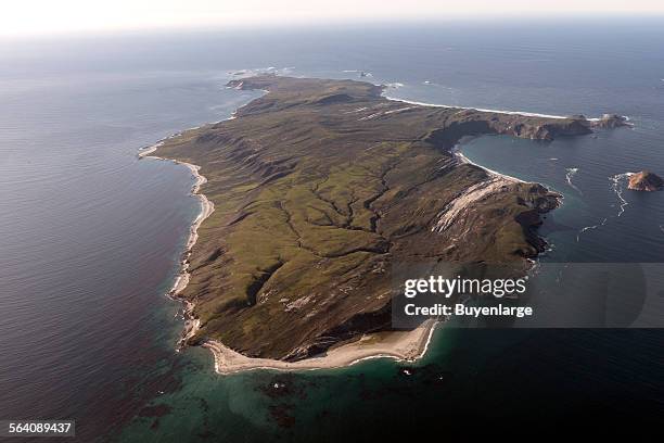 Aerial view of Santa Rosa Island, one of eight islands in the Channel Islands archipelago located in Santa Barbara Channel of the Pacific Ocean off...