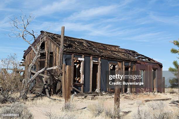 Abandoned cabin near the ghost town of Cima in the Mojave National Preserve in California