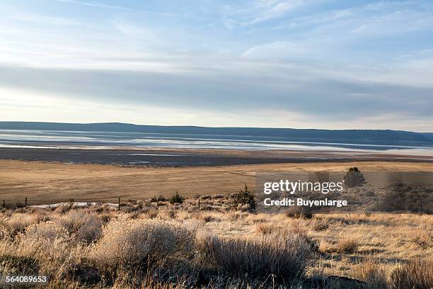 View from U.S. 395 of mostly dry Goose Lake, which stretches from Modoc County in far-northeastern California up into southern Oregon