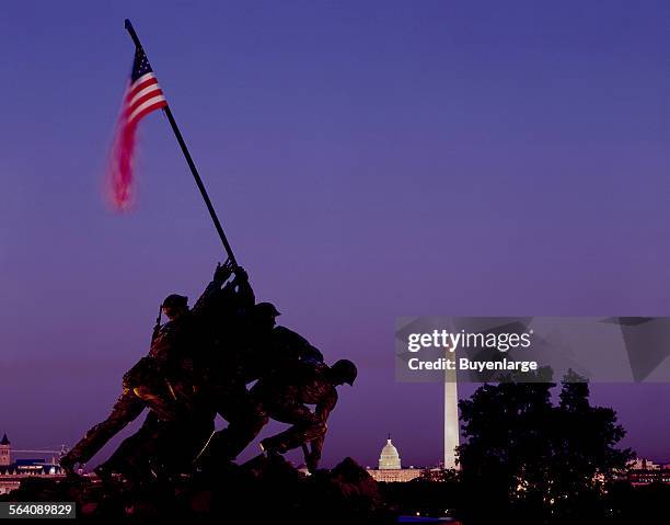 Iwo Jima Memorial at dusk, Washington, D.C.