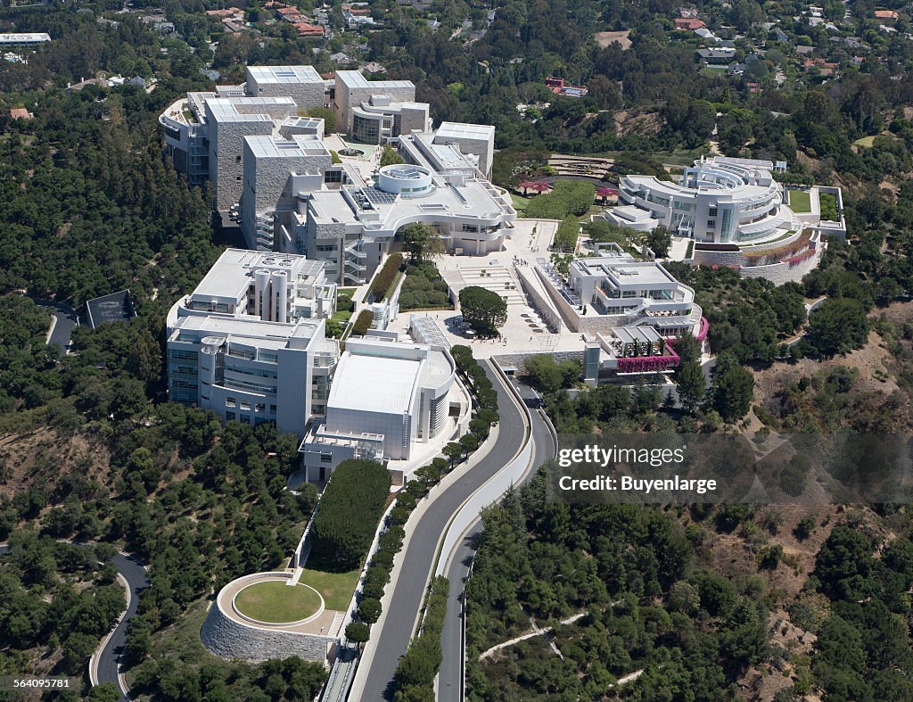 Aerial view of the J. Paul Getty Museum of Art in Los Angles, California