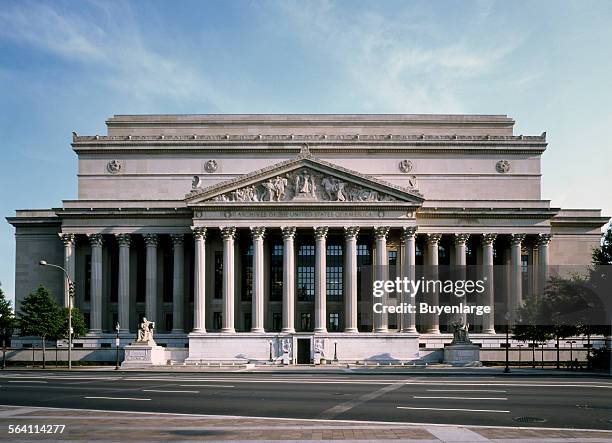 Pennsylvania Avenue view of the National Archives building, Washington, D.C.