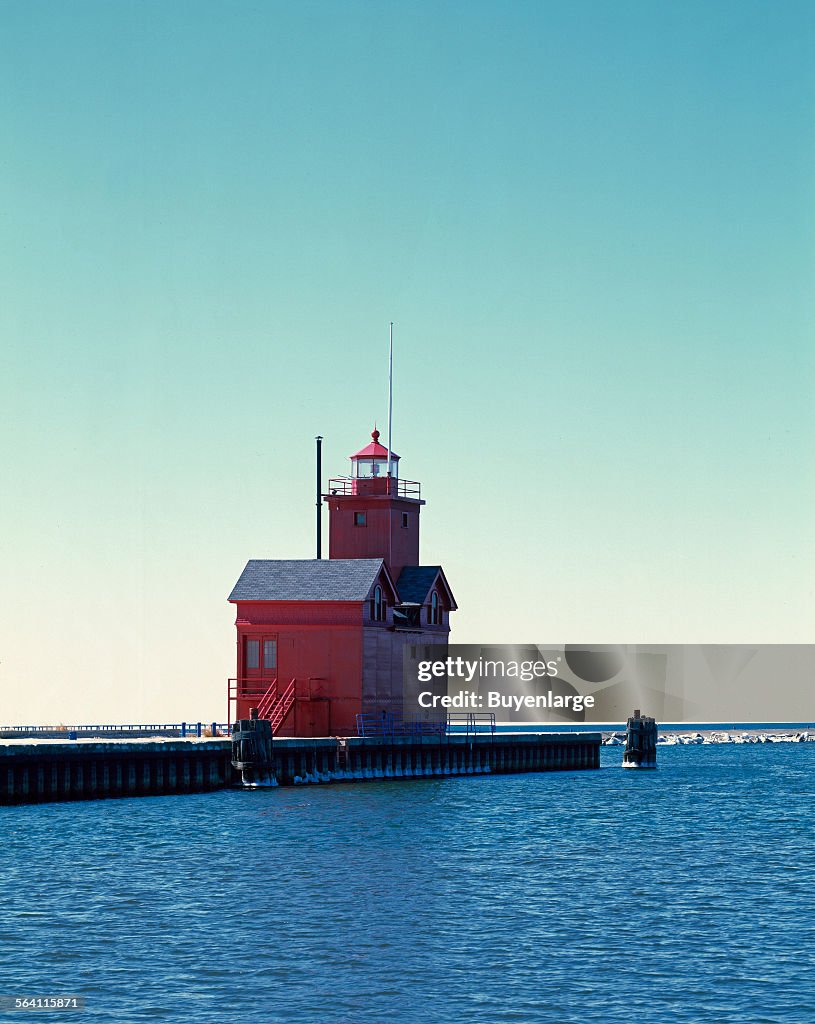South Pierhead Lighthouse, known locally as Big Red, Holland Harbor, Michigan