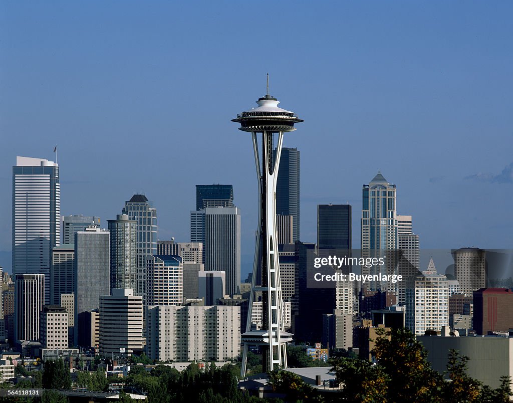 Skyline, dominated by the Space Needle, which appeared in the 1962 Seattle World Fair, or Century 21