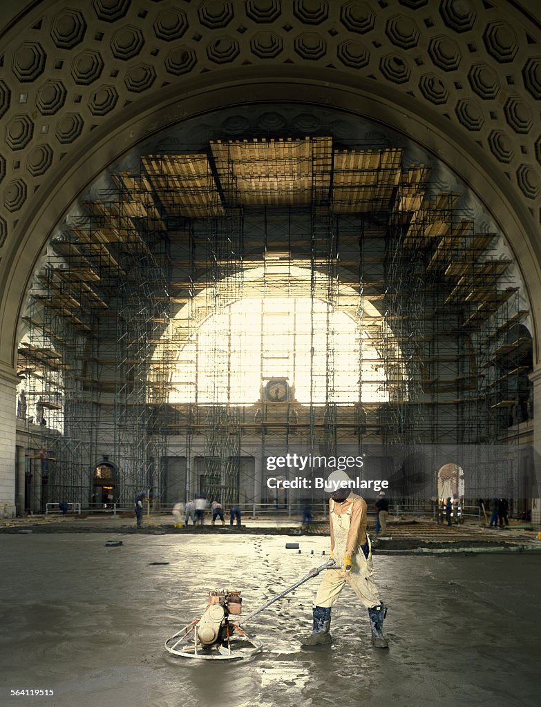 Restoration work on the Union Station train terminal, Washington, D.C.