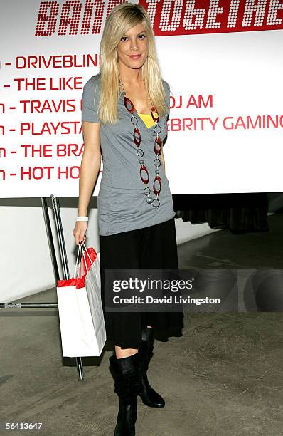 Actress Tori Spelling attends Playstation BANDtogether, a benefit presented by Sony Computer Enterainment America and the Bruce Willis Foundation...