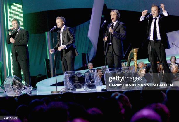 British group Westlife performs at the 2005 Nobel Peace Prize Concert in Oslo Spectrum, 11 December 2005. The International Atomic Energy Agency and...