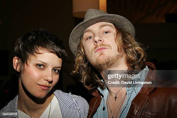 Model Kim Stolz and musician Jack Morrice of the band Driveblind attend Playstation BANDtogether, a benefit presented by Sony Computer Enterainment...