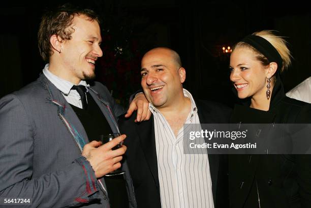 Actors Heath Ledger, Omid Djalili and Sienna Miller attend the "Casanova" special screening after party at The Metropolitan Club December 11, 2005 in...