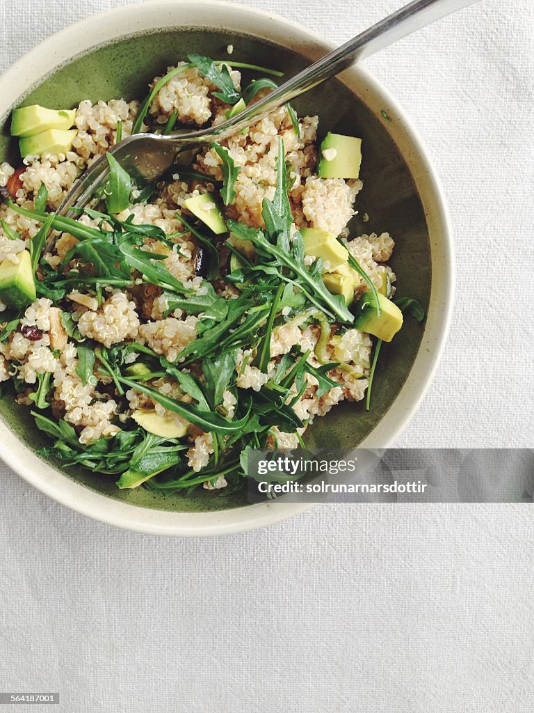 Moroccan spiced quinoa salad with avocado