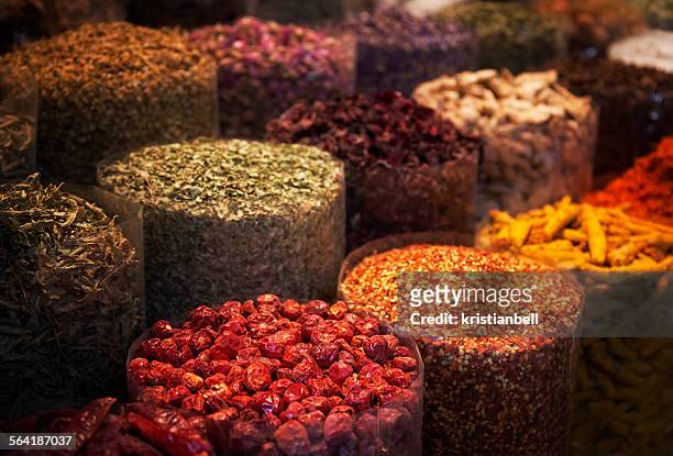 close-up of spices at the old spice market, dubai - spice stock pictures, royalty-free photos & images