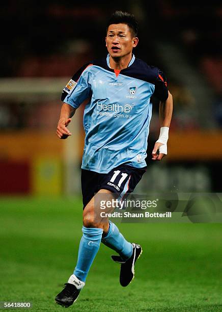 Kazu Miura of Sydney in action during the FIFA Club World Championship Toyota Cup 2005 match between Sydney FC and Deportivo Saprissa at The Toyota...