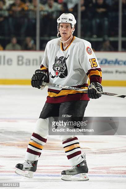 Tim Wedderburn of the Chicago Wolves skates during the game against the Milwaukee Admirals at Allstate Arena on November 19, 2005 in Rosemont,...
