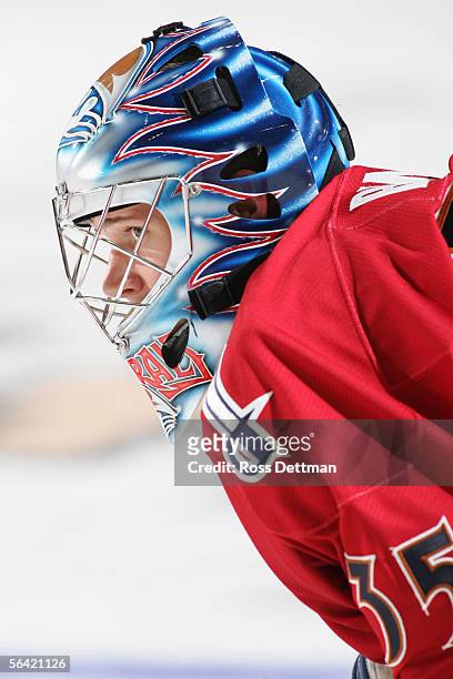 Goaltender Pekka Rinne of the Milwaukee Admirals looks on before the game against the Chicago Wolves at Allstate Arena on November 19, 2005 in...