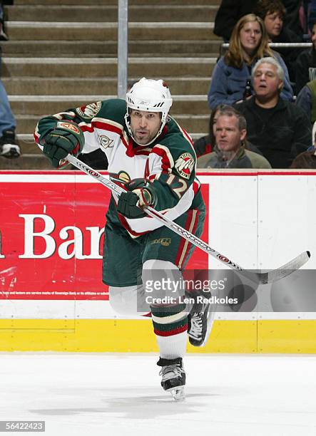 Brian Rolston of the Minnesota Wild skates against the New Jersey Devils during their NHL game at Continental Airlines Arena on December 3, 2005 in...