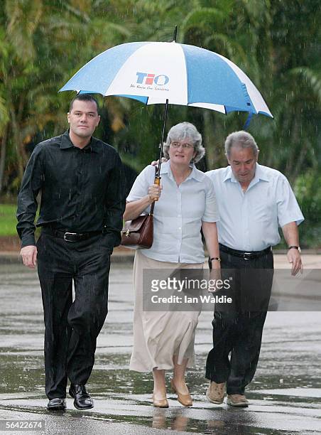 Paul Falconio , brother of Peter Falconio, arrives with his parents Joan and Luciano at the Northern Territory Supreme Court for day 38 of the...