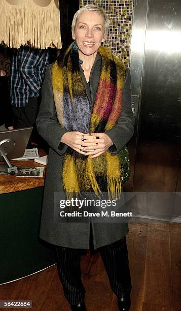 Singer Annie Lennox of Eurythmics attends the screening of Gwyneth Paltrow's favorite film "Annie Hall" at The Electric Cinema on December 12, 2005...