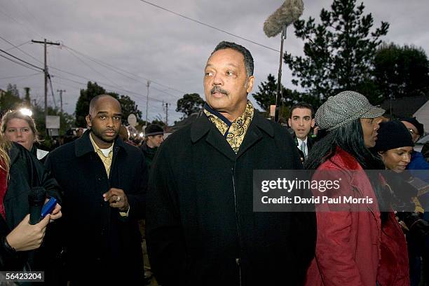 The Rev. Jesse Jackson joins death penatly opponents as they gather outside the gates of San Quentin State Prison after condemned killer Stanley...