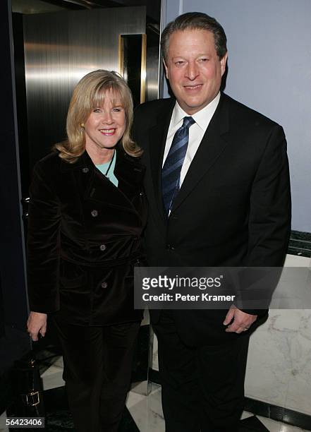 Former Vice President Al Gore and wife Tipper Gore attend the premiere of "The Three Burials of Melquiades Estrada" at the Paris Theatre on December...