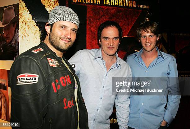 Director Robert Rodriguez, producer Quentin Tarantino and actor Derek Richardson attend the screening of Lions Gate Film's "Hostel" at the Arclight...