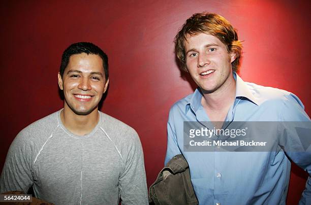 Actor Jay Hernandez and actor Derek Richardson attend the screening of Lions Gate Film's "Hostel" at the Arclight Cinerama Dome on December 12, 2005...