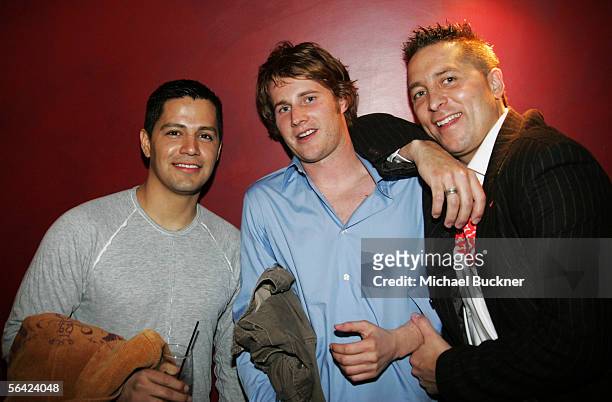 Actor Jay Hernandez, actor Derek Richardson and actor Eythor Gudjonsson attend the screening of Lions Gate Film's "Hostel" at the Arclight Cinerama...