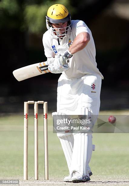 Scott Meuleman of Western Australia plays a shot during the Western Australia XI and South Africa tour match at the University of Western Australia...