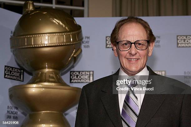 Hollywood Foreign Press Association President Philip Berk is seen onstage during the nominations for the 63rd Annual Golden Globe Awards at the...