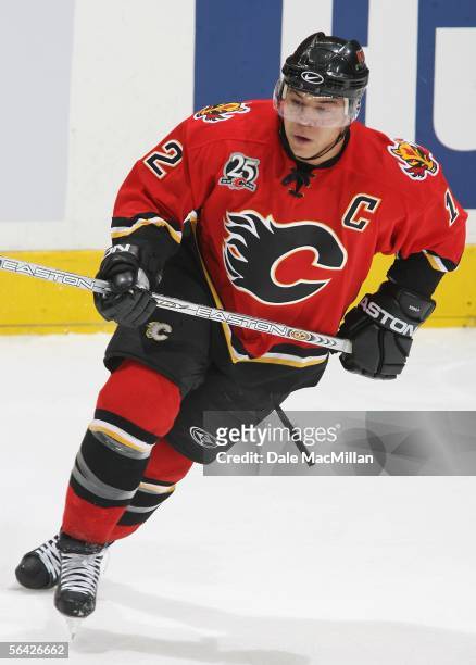Jarome Iginla of the Calgary Flames skates against the Ottawa Senators during the NHL game at Pengrowth Saddledome on December 10, 2005 in Calgary,...