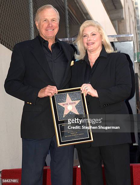 Actor Wayne Rogers and his wife Amy a ceremony honoring him with star on the Hollywood Walk of Fame December 13, 2005 in Hollywood, California.