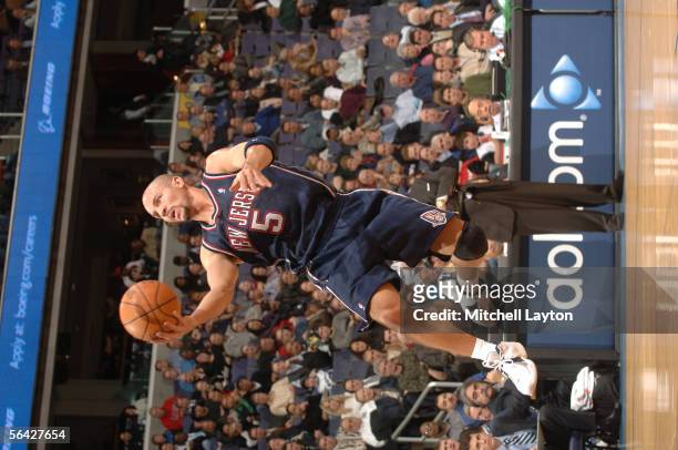 Jason Kidd of the New Jersey Nets goes for a layup against the Washington Wizards on December 13, 2005 at the MCI Center in Washington, DC. NOTE TO...