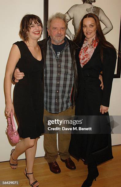 Paloma Bailey, David Bailey and Catherine Bailey attend the private view and book launch party for photographer David Bailey's new exhibition and...