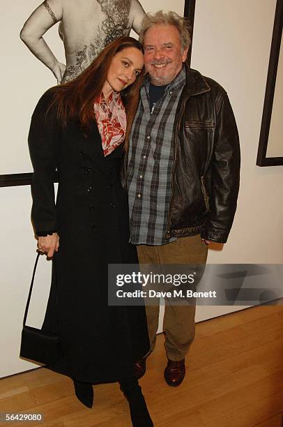 Catherine Bailey and David Bailey attend the private view and book launch party for photographer David Bailey's new exhibition and book both entitled...