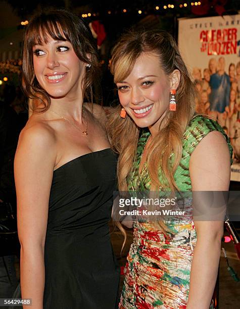 Actresses Haylie Duff and Hilary Duff attend the Los Angeles premiere of "Cheaper By The Dozen 2" at the Mann Village Theatre on December13, 2005 in...