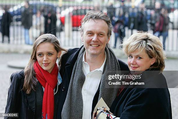 Actor Anthony Head arrives at Westminster Abbey with his wife and daughter for the Woman's Own 'Children of Courage Awards' on December 14, 2005 in...