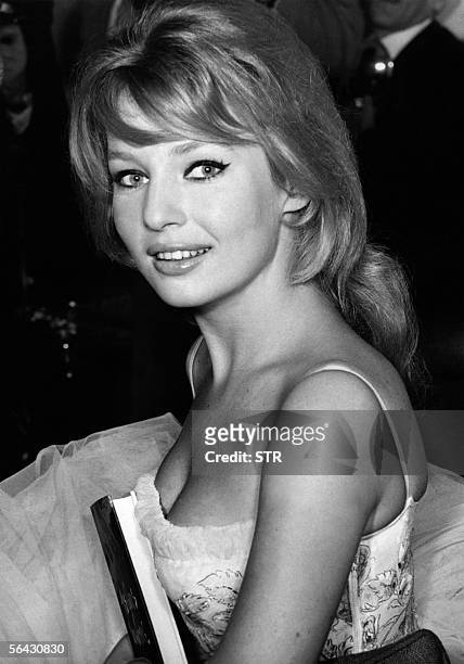 London, UNITED KINGDOM: Picture dated 14 December 1958 of Danish-born actress Annette Stroyberg at the Savoy hotel in London. Stroyberg, a former...