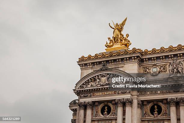 opera garnier architectural detail in paris - paris theater stock pictures, royalty-free photos & images