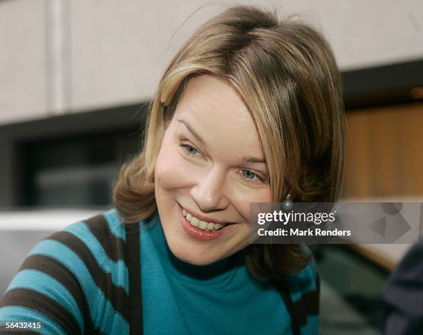 Princess Mathilde arrives at St. Lukas Hospital to visit Prince Laurent and Princess Claire Coombs and their new twin boys December 14, 2005 in...