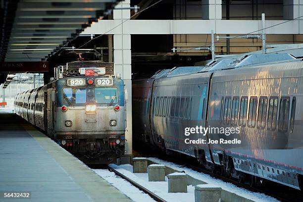 An Amtrak train arrives at South Station December 14, 2005 in Boston, Massachusetts. The Transportation Security Administration announced a three day...