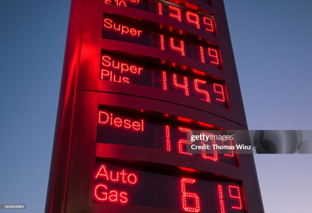 Display of fuel prices