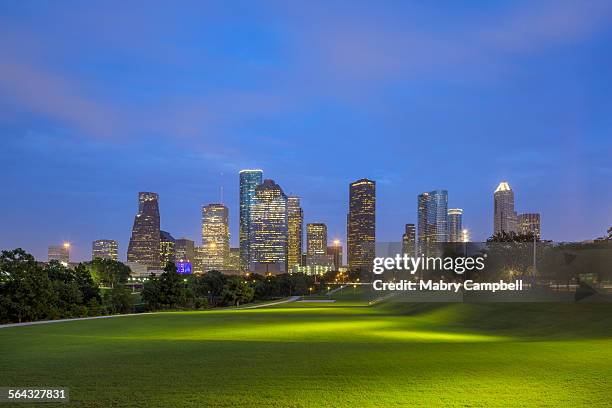 downtown houston texas skyline - houston skyline fotografías e imágenes de stock