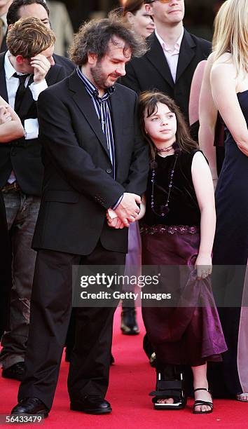 King Kong director Peter Jackson speaks to his daughter Kattie on the red carpet during the New Zealand Premiere of "King Kong" on December 14, 2005...