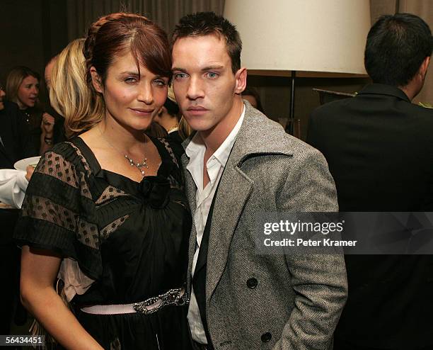 Model Helena Christensen and actor Jonathan Rhys Meyers attend the after party for the premiere of "Match Point" on December 14, 2005 in New York...