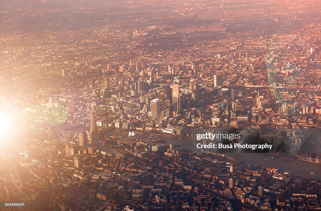 Spectacular aerial view of London, UK