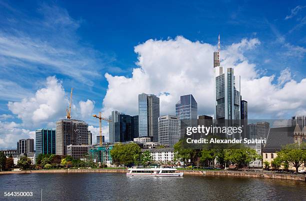 frankfurt skyline with mainkai river - frankfurt international airport stock pictures, royalty-free photos & images