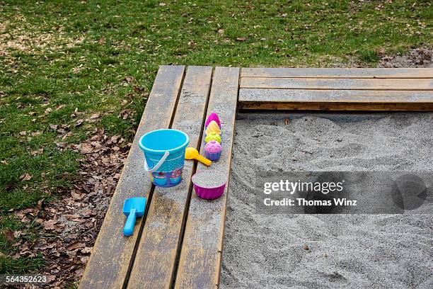 childrens sand box - abandoned playground stock pictures, royalty-free photos & images