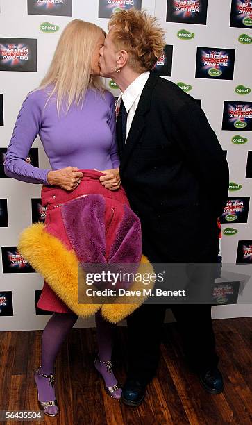 John Lydon and guest arrive at the British Comedy Awards 2005 at London Television Studios on December 14, 2005 in London, England.