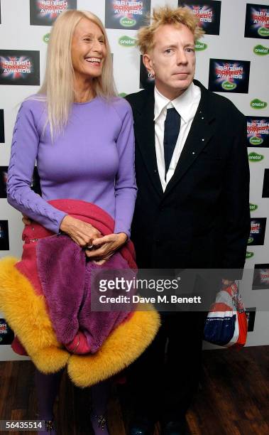 John Lydon and guest arrive at the British Comedy Awards 2005 at London Television Studios on December 14, 2005 in London, England.